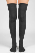 Chaussettes hautes en jersey pour femme, couleur fumée