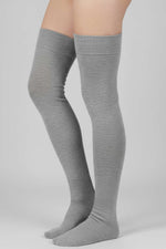 Chaussettes montantes en jersey pour femme Gris