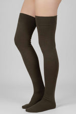 Chaussettes montantes en jersey pour femme, couleur café