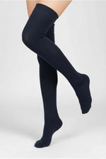 Chaussettes montantes en jersey pour femme bleu marine