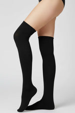 Chaussettes hautes en jersey pour femme Noir