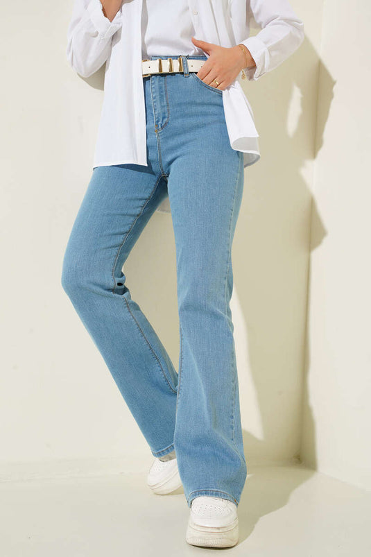 Pantalon Flare Taille Haute Bleu Clair