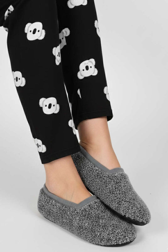 Zachte damesslippers grijs