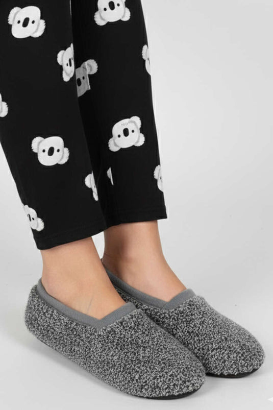 Zachte damesslippers grijs