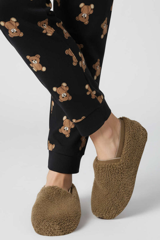 Zachte damesslippers in de kleur koffie