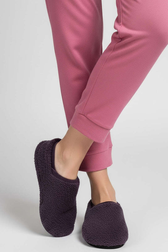 Pantoufles souples pour femmes, couleur prune