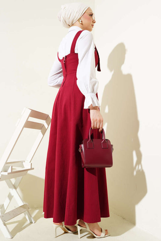 Thick Strapped Gabardine Vest Burgundy