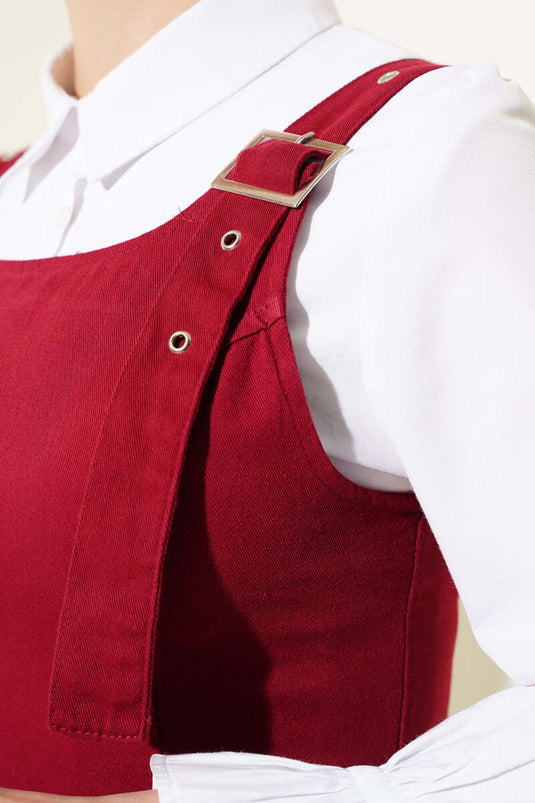Thick Strapped Gabardine Vest Burgundy