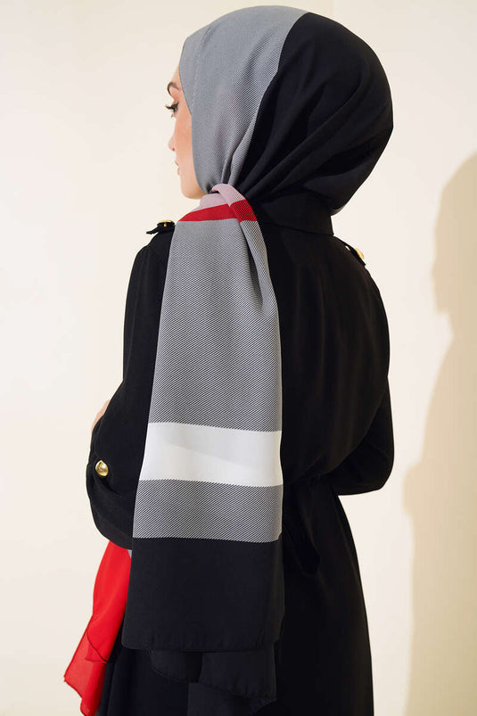 Thick Striped Medina Shawl Anthracite