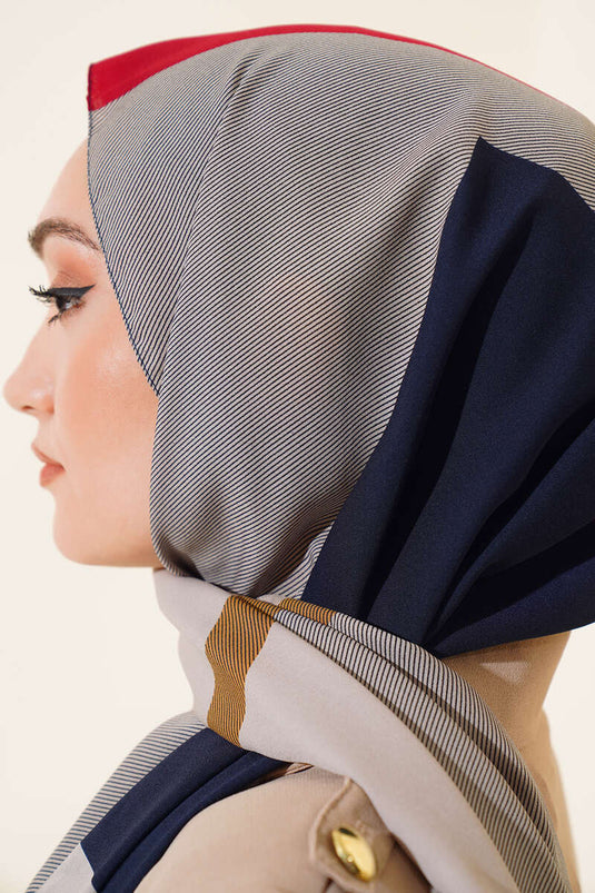 شال المدينة المنورة المخطط السميك باللون العنابي