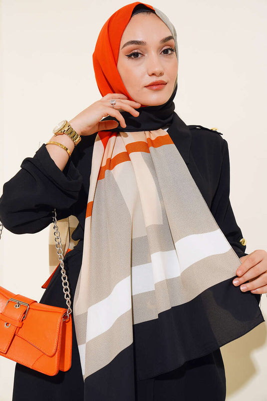 Kalın Çizgili Medine Şal Kiremit