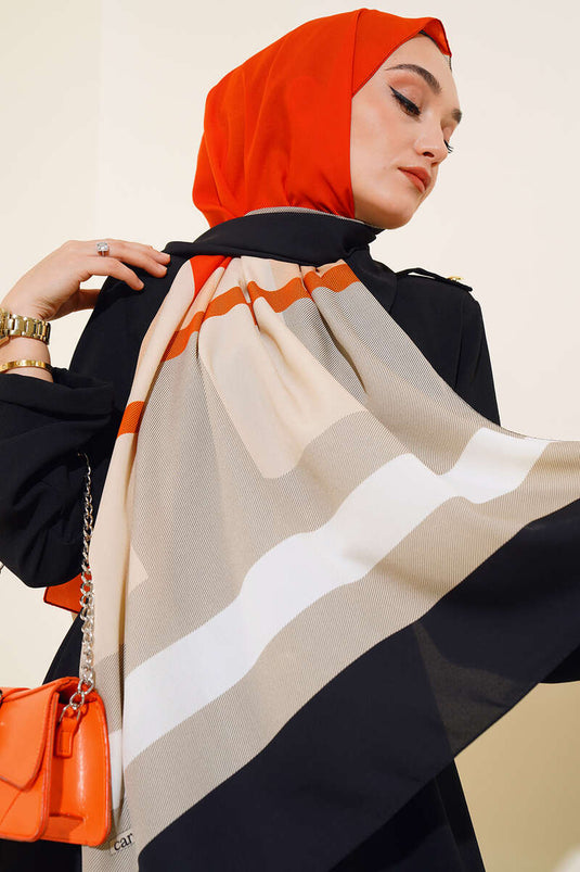 Kalın Çizgili Medine Şal Kiremit