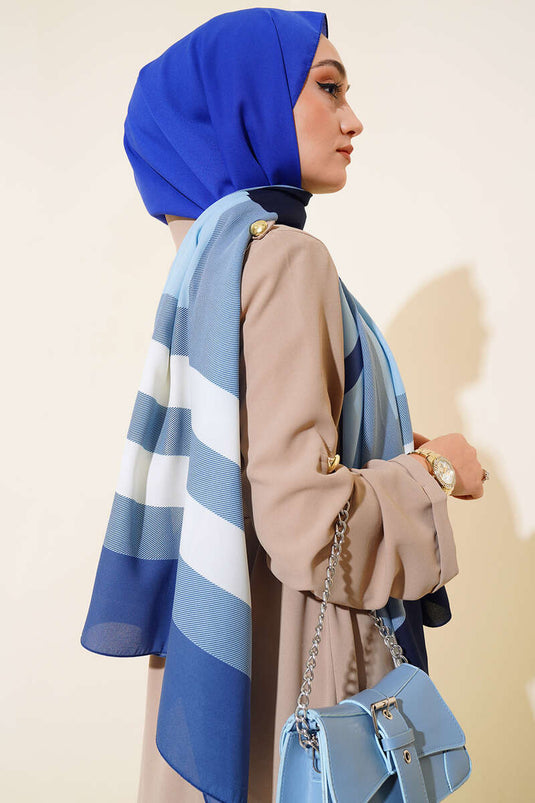 Kalın Çizgili Medine Şal Saks