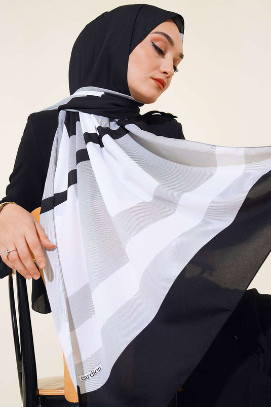 شال المدينة المنورة المخطط السميك أسود رمادي