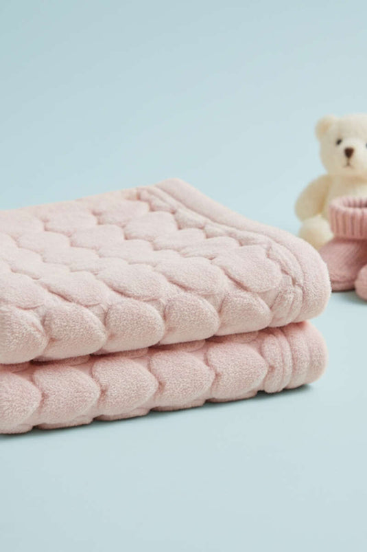 Kalp Desenli Bebek Battaniye Pembe