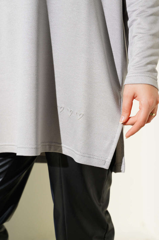 Graue Basic Tunika Mit Herzdetail
