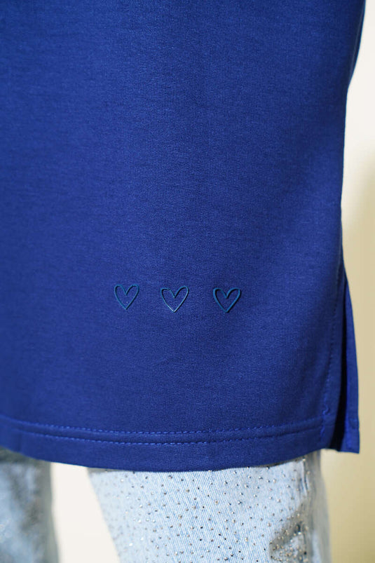 Basic Tunic with Heart Detail, Navy Blue