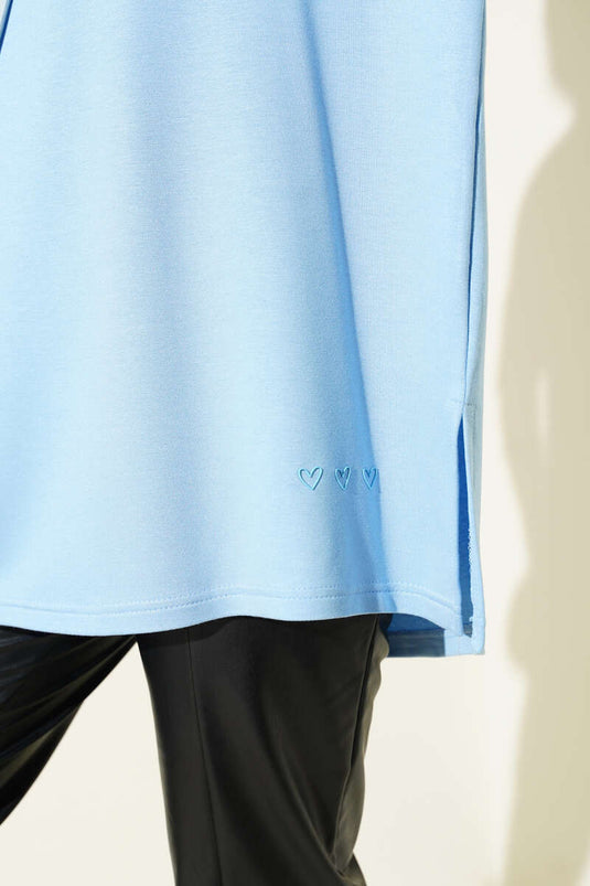 Heart Detailed Basic Tunic Blue