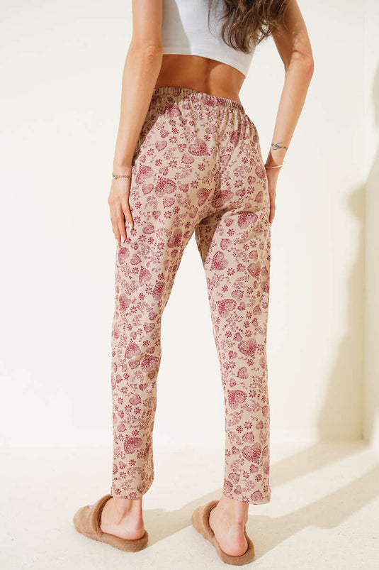 Kalp Motifli Pijama Altı Taba