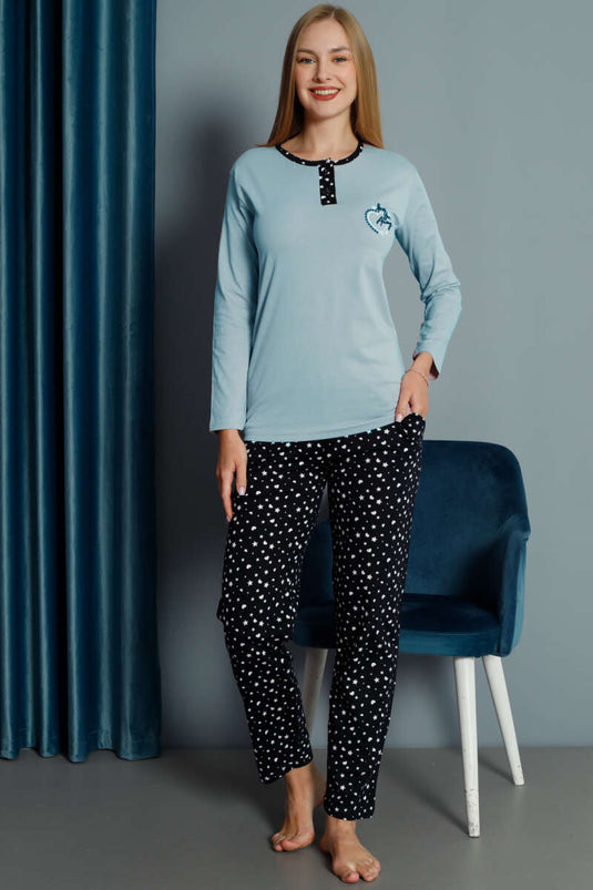 Pyjama-Set mit Herzstickerei, Mint