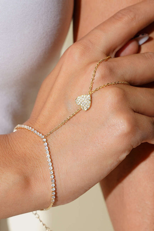 Kalp Taş Detaylı Şahmeran Gold