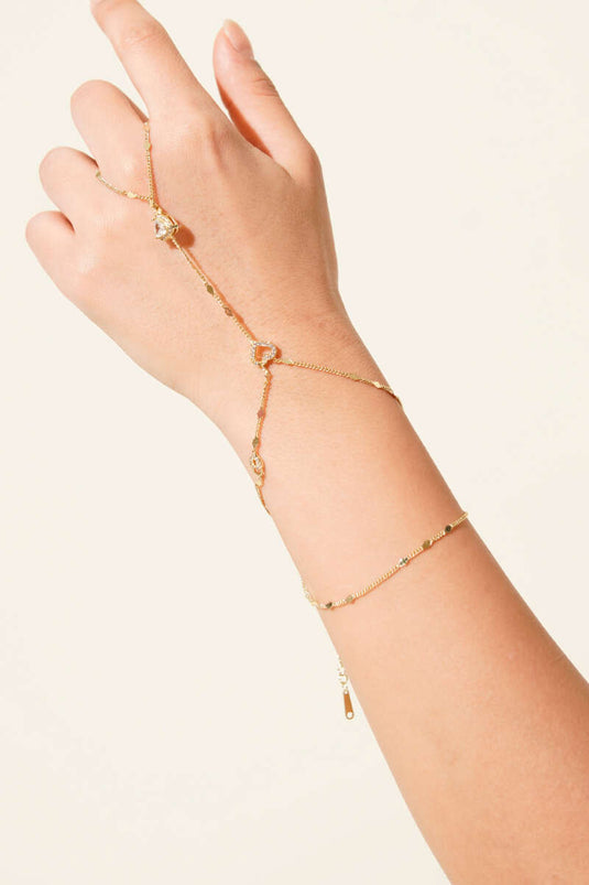 Heart-Shaped Stone Shahmaran Bracelet Gold