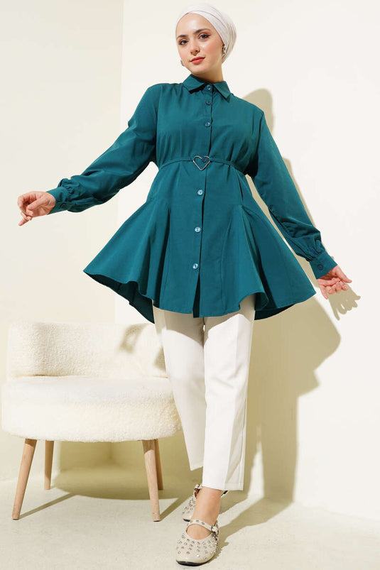 قميص بحزام على شكل قلب بترولي