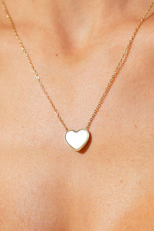 Herzförmige Perlmutt-Halskette, Gold