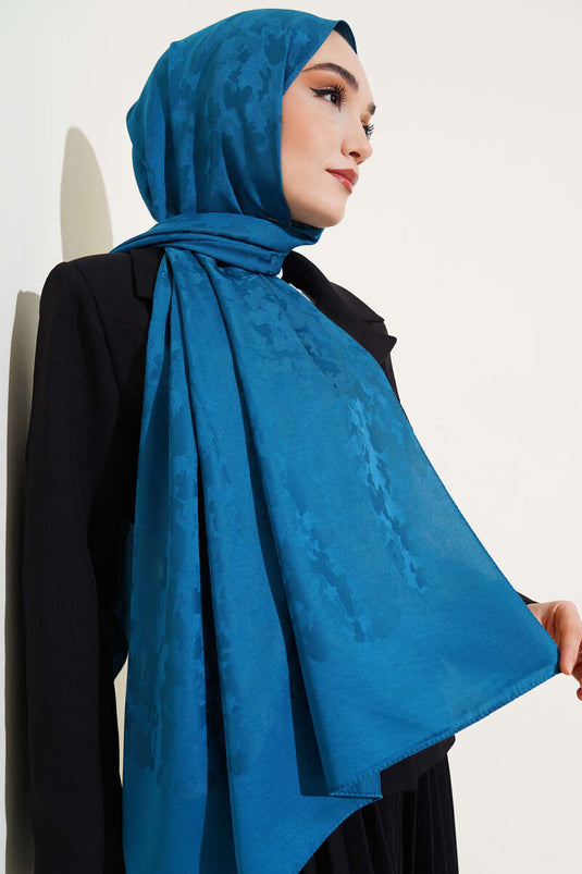 Châle jacquard à motif camouflage, couleur pétrole