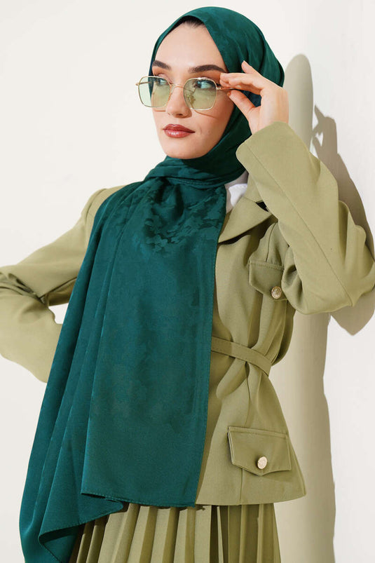 Camouflage Pattern Jacquard Shawl Emerald