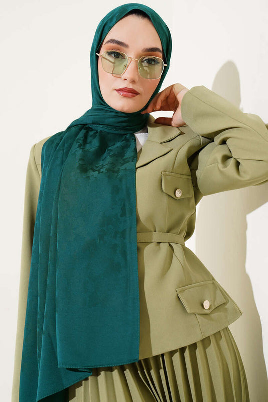 Camouflage Pattern Jacquard Shawl Emerald