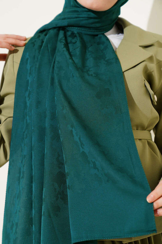 Camouflage Pattern Jacquard Shawl Emerald