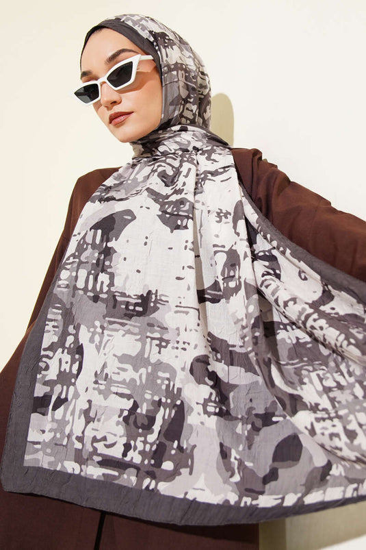 Bambus-Kash-Schal mit Camouflage-Muster, Rauchgrau -04