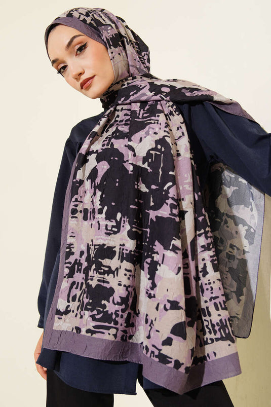 Bambus-Kash-Schal mit Camouflage-Muster, Dunkelmink -08