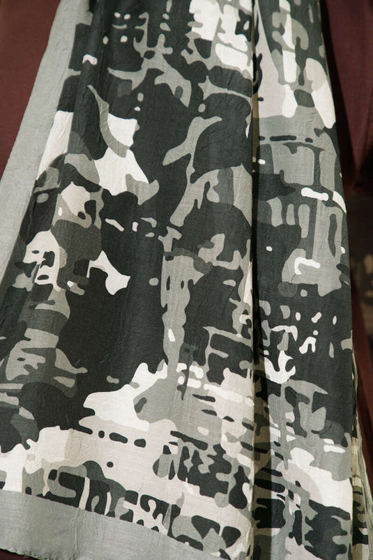 Kamuflaj Desenli Bambu Kraş Şal Siyah Taş -13