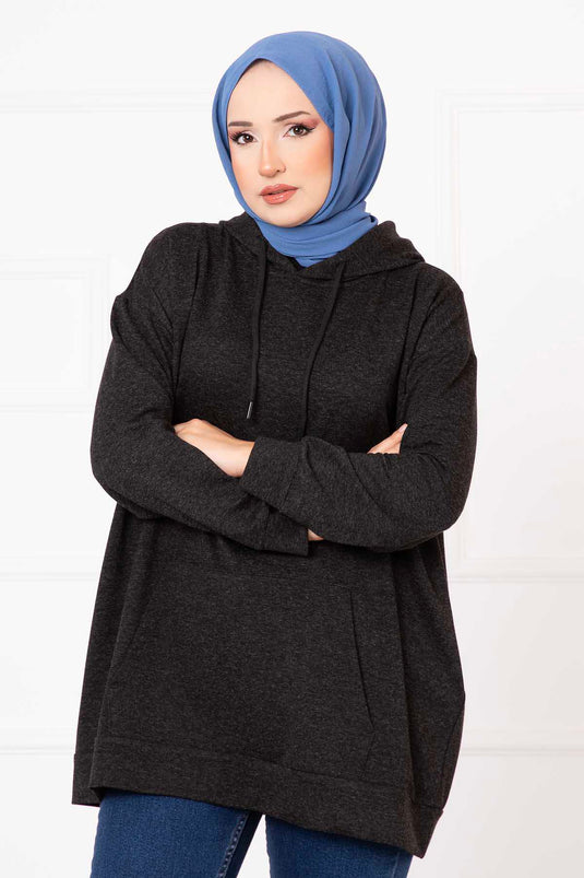 Kängurutasche Hijab Sweatshirt Anthrazit