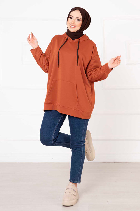 Sweatshirt mit Hijab und Kängurutasche, Fliese