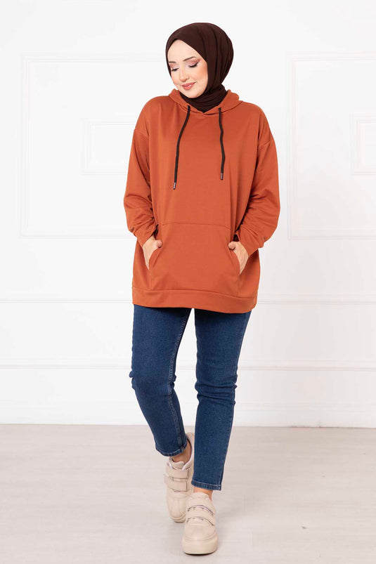 Sweatshirt mit Hijab und Kängurutasche, Fliese