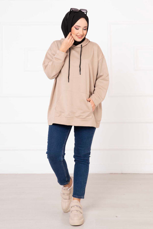 Hijab-Sweatshirt mit Kängurutasche, Nerz