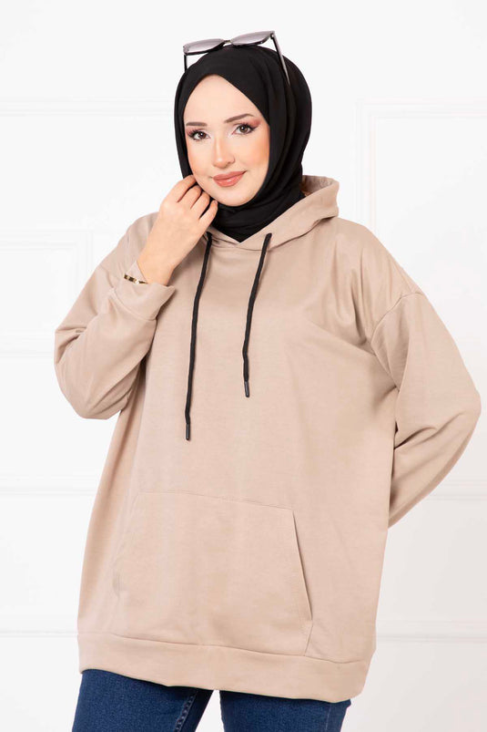 Hijab-Sweatshirt mit Kängurutasche, Nerz