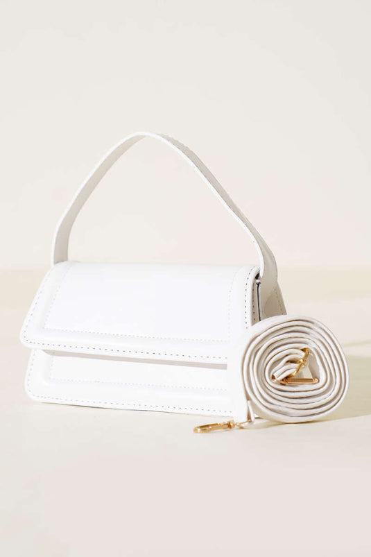 White Magnetic Flap Handbag