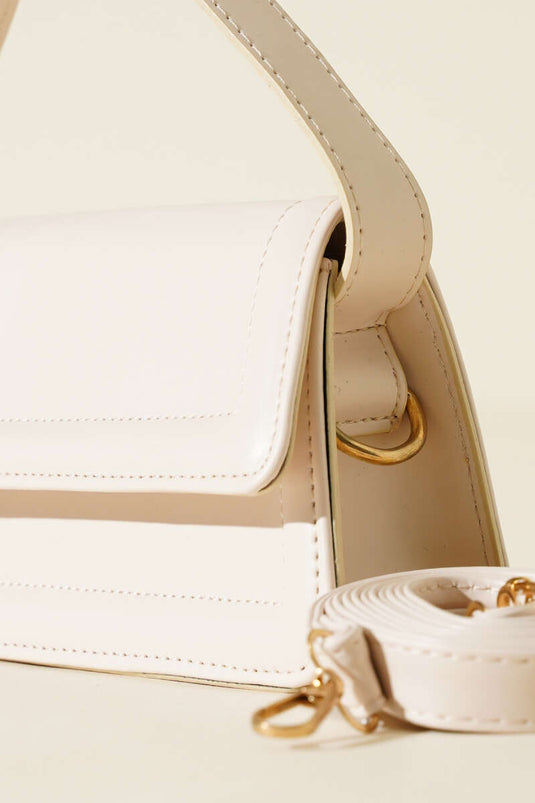 Cream Magnetic Flap Handbag
