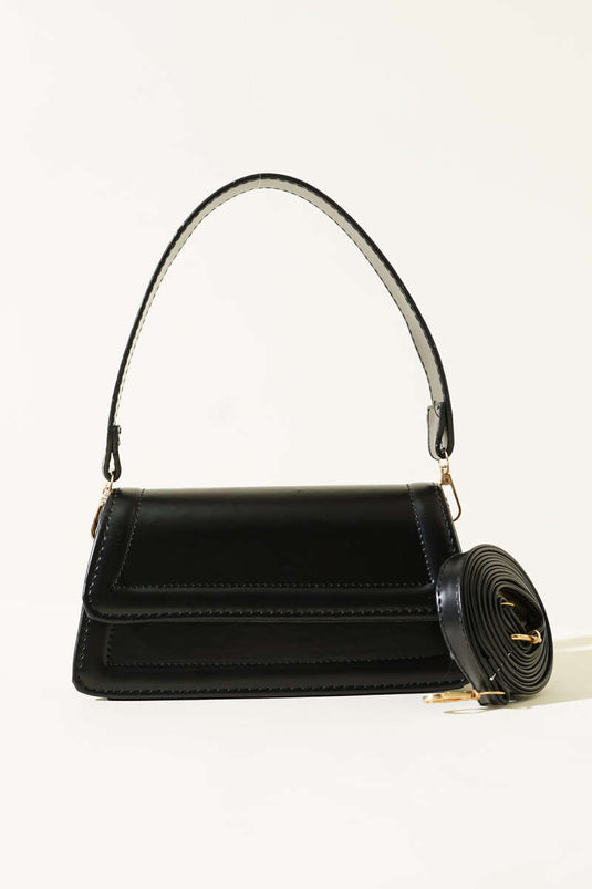 Black Magnetic Flap Handbag