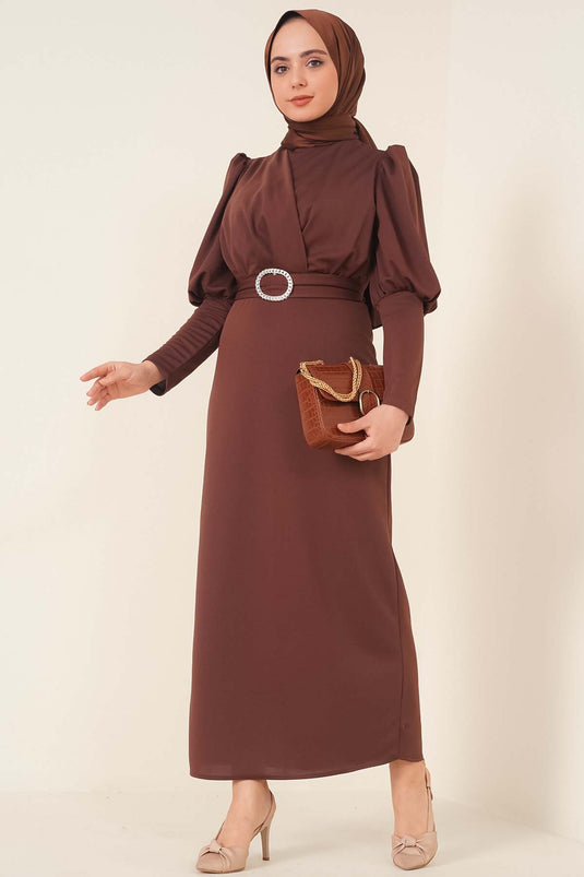 Robe Col Croisé Fermé Marron