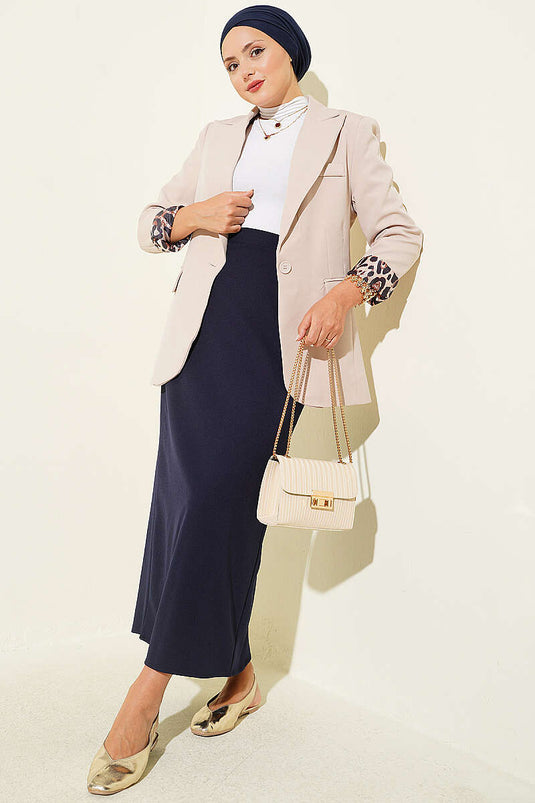 Navy Modest Bleistiftrock Mit Seitenschlitz
