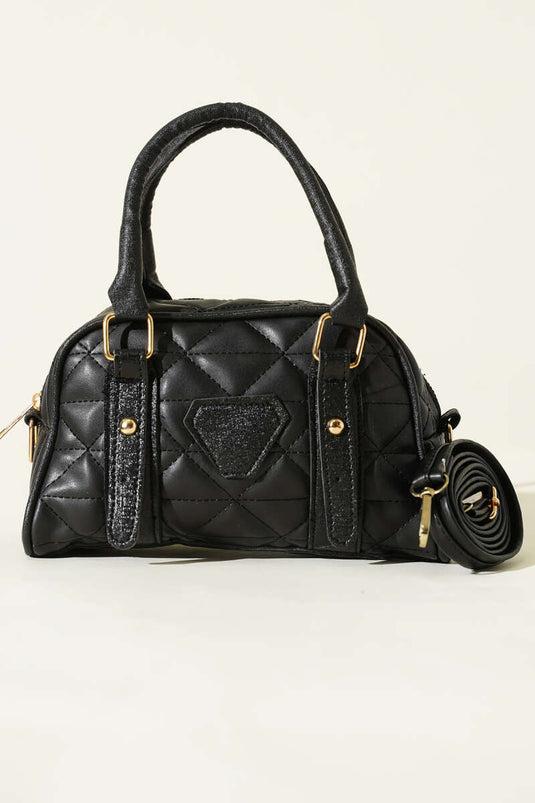 Kapitone Detay Fermuarlı Çanta Siyah