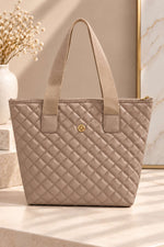 Sac À Main Féminin En Cuir Matelassé Avec Zip Beige