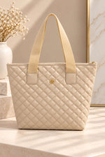 Sac À Main Femme En Cuir Matelassé Zippé Crème
