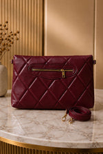 Sac Portefeuille Matelassé À Fermeture Éclair Bordeaux