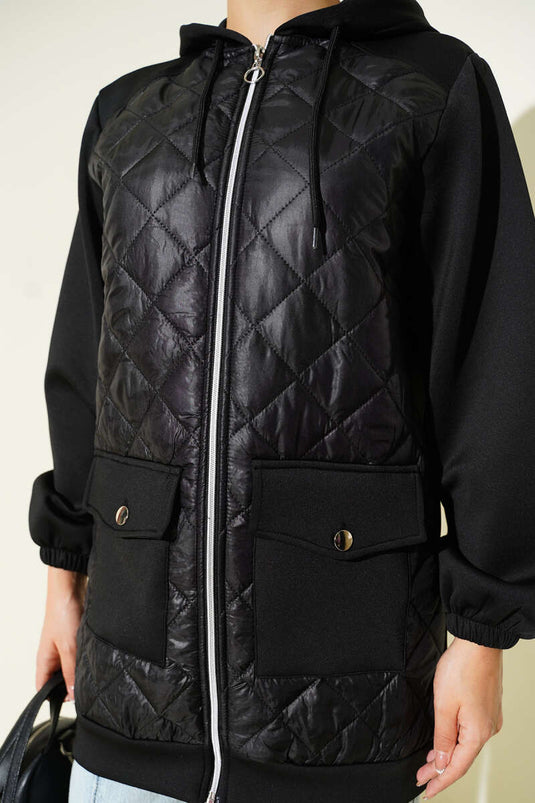 Sweat À Capuche En Néoprène Matelassé Noir